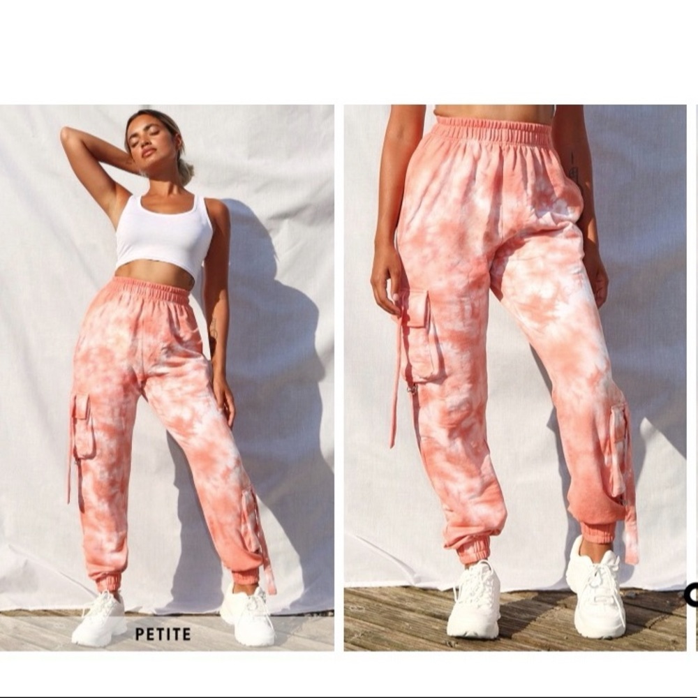 Petite Orange Cargo Tie Dye Jogger